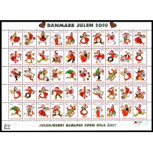 2010 -  Danmark - Julemærker - Helark - Glade nisser - 2-sidet takket - Ufoldet.